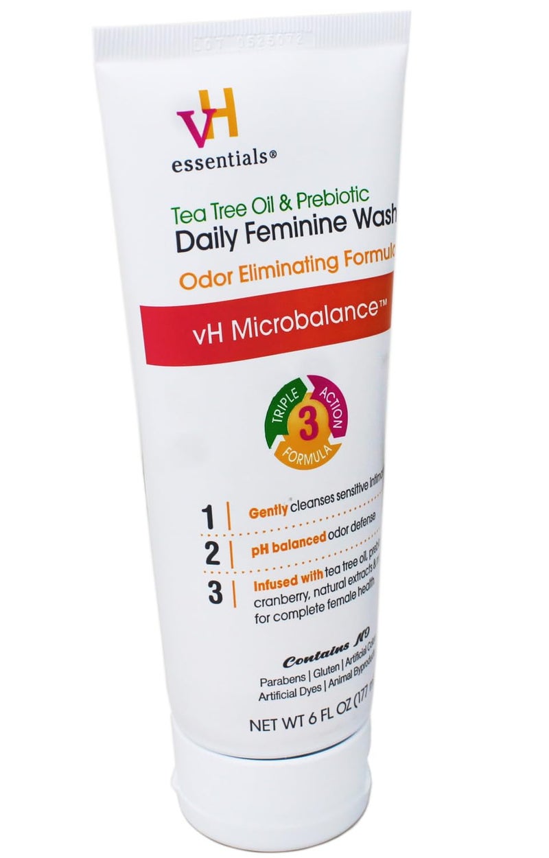 vH essentials Intimate Feminine Wash, pH Balanced with Tea Tree Oil, Cranberry, Prebiotics Odor Eliminating Formula, 6 FL OZ - 3 Pack - Image 5