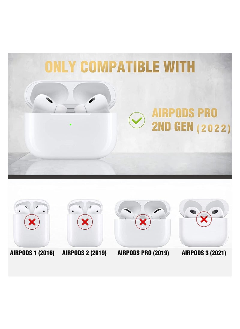 Generic - AirPods Pro 2 Case (2022), Leather Protective Case Skin Cover with Keychain and Lock for Apple Airpods Pro 2 Case Women Men (Blue) - Image 1