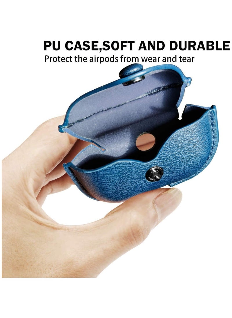 Generic - AirPods Pro 2 Case (2022), Leather Protective Case Skin Cover with Keychain and Lock for Apple Airpods Pro 2 Case Women Men (Blue) - Image 1
