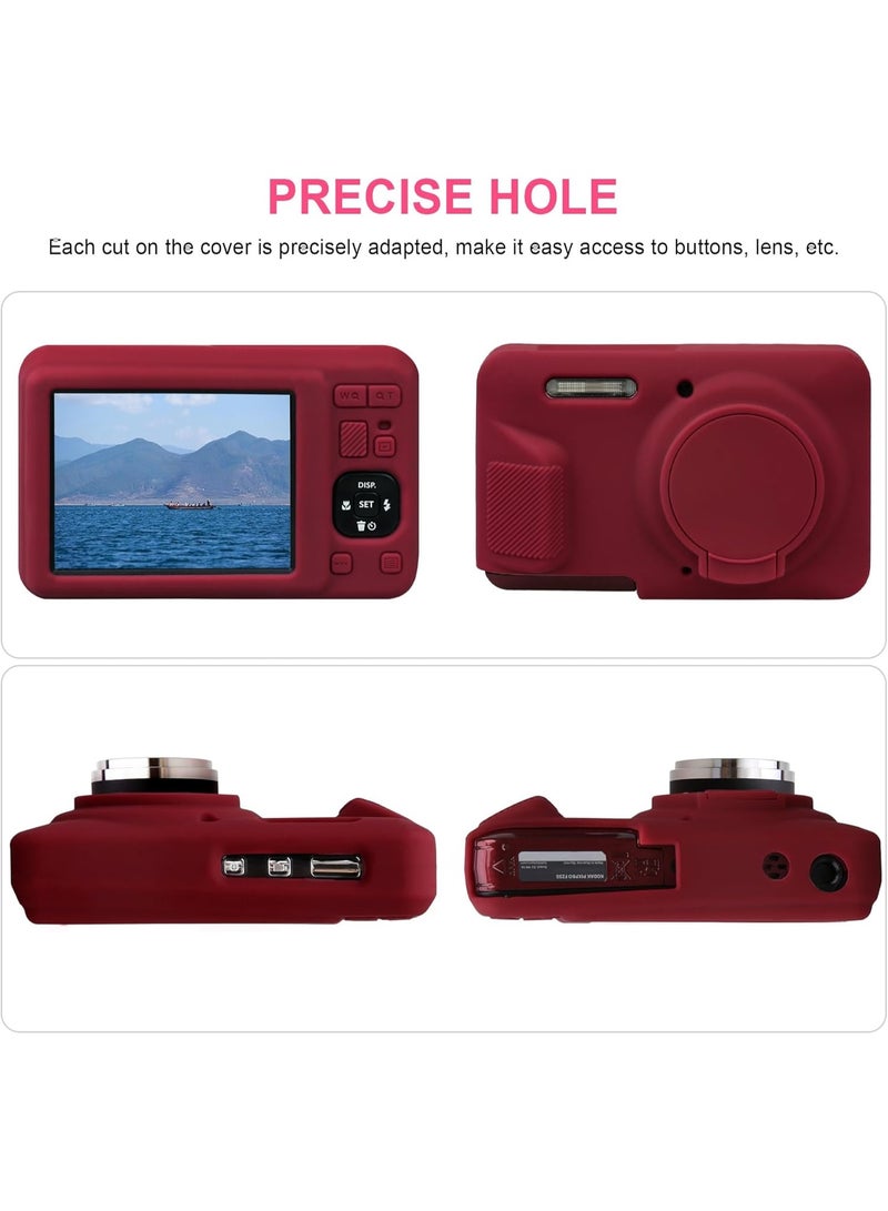 VKL Protective Case for Kodak PIXPRO FZ55 Digital Camera, FZ55 Soft Silicone Cover with Removable Lens Cover, Red (Case Only) - Image 2