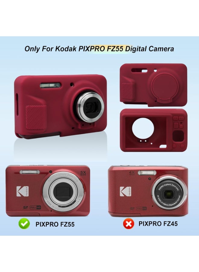 VKL Protective Case for Kodak PIXPRO FZ55 Digital Camera, FZ55 Soft Silicone Cover with Removable Lens Cover, Red (Case Only) - Image 5