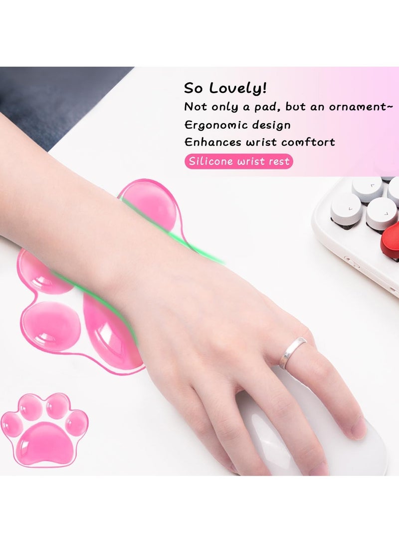Generic 1pc Cute Cat Paw Wrist Support Pad, Comfortable Soft Wrist Rest Mouse Hand Gel Wrist Support Cushion, Hand Pain Relief Silicone Pad for Home Office Computer Laptop (Pink)  - Image 2
