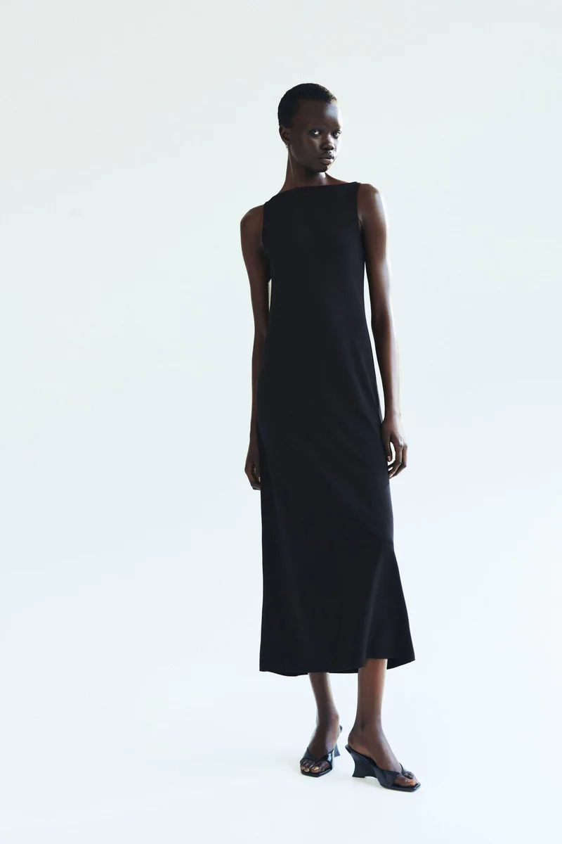 Boat-neck jersey dress