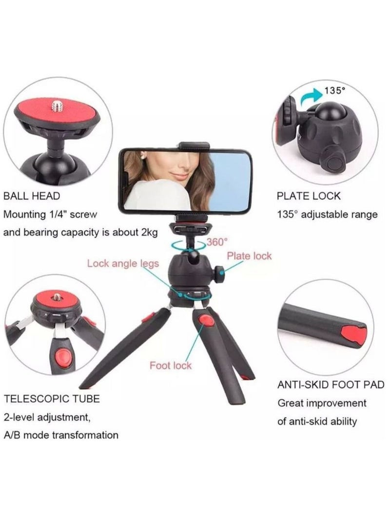 Jmary Mini Tripod for Camera and Phone Tabletop Small Phone Tripod Mount for GoPro iPhone Cell Phones Webcam Projector Compact DSLR Hand Desktop Camera Tripod Stand Table - Image 3