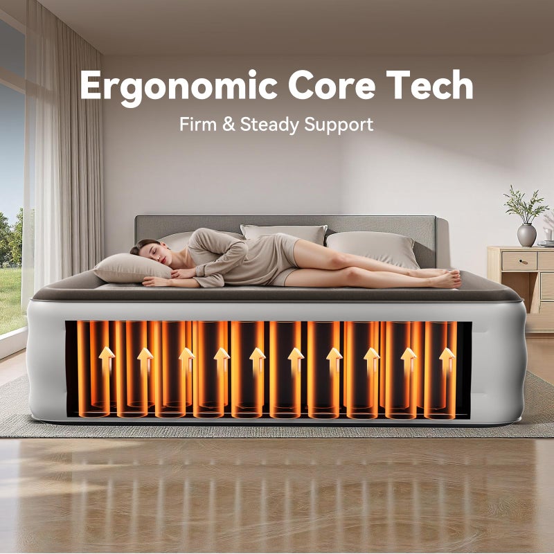 DIVON Full Air Mattress with Built in Pump Raised, 2 Min Self Inflatable Mattress, 18â€™â€™ Blow up Mattress for Adults, 660 LBS Portable Air Bed for Guest, Camping, Travel & Floor, Brown - Image 3