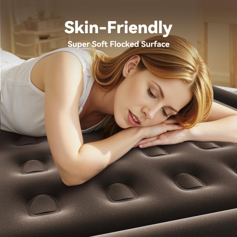 DIVON Full Air Mattress with Built in Pump Raised, 2 Min Self Inflatable Mattress, 18â€™â€™ Blow up Mattress for Adults, 660 LBS Portable Air Bed for Guest, Camping, Travel & Floor, Brown - Image 2