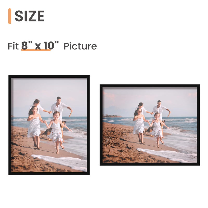 upsimples 8x10 Picture Frame Set of 3  Made of High Definition Glass for 8 x 10 Black Frames  Wall and Tabletop Display Thin Border Photo Frame for Home D?cor - Image 4