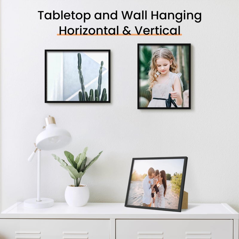 upsimples 8x10 Picture Frame Set of 3  Made of High Definition Glass for 8 x 10 Black Frames  Wall and Tabletop Display Thin Border Photo Frame for Home D?cor - Image 5