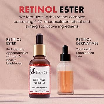 Eclat Skincare Retinol Serum for Face Pure Retinol with Hyaluronic Acid Vitamin E Anti Aging Anti Wrinkle Face Care Retinol Serum for Dark Spot Acne Scar Moisturising Repairs 1 fl oz - Image 5
