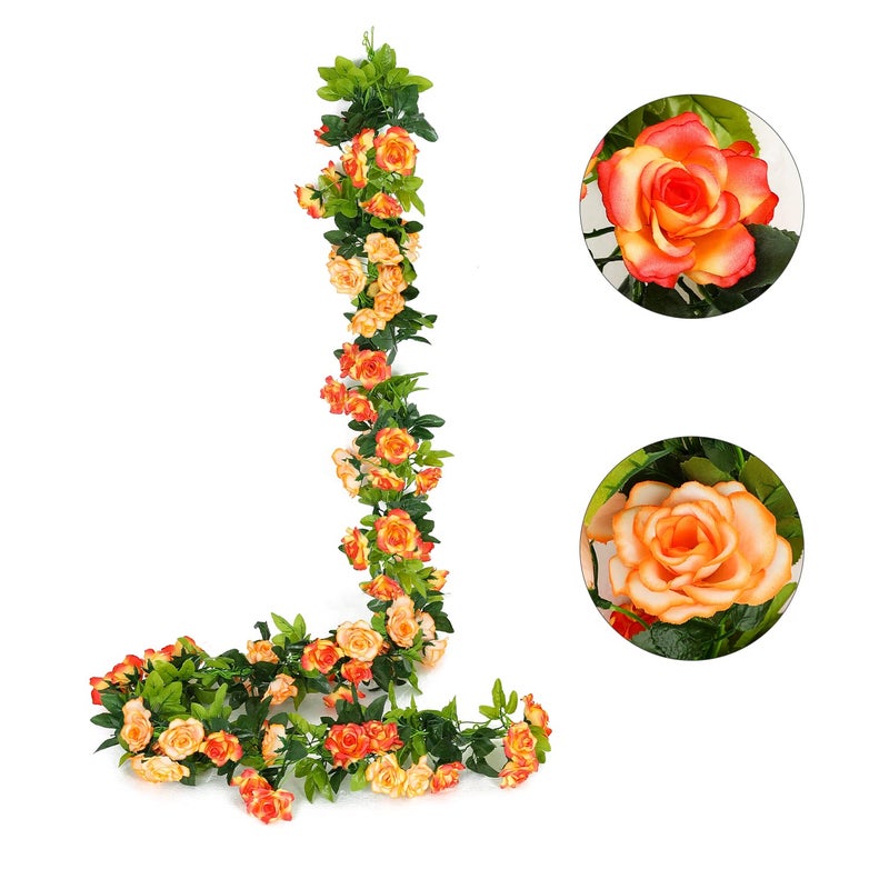 JUSTOYOU 2 Pack 158FT Fake Rose Garland Artificial Rose Vines Flowers Hanging Silk Rose Vine Wedding Home Backdrop Party Arch Arrangement Decoration