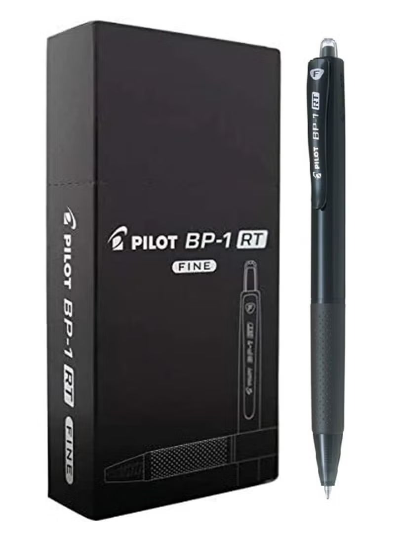 PILOT قلم حبر جاف قابل للسحب 12 قطعة طرف رفيع حبر أسود - Image 1