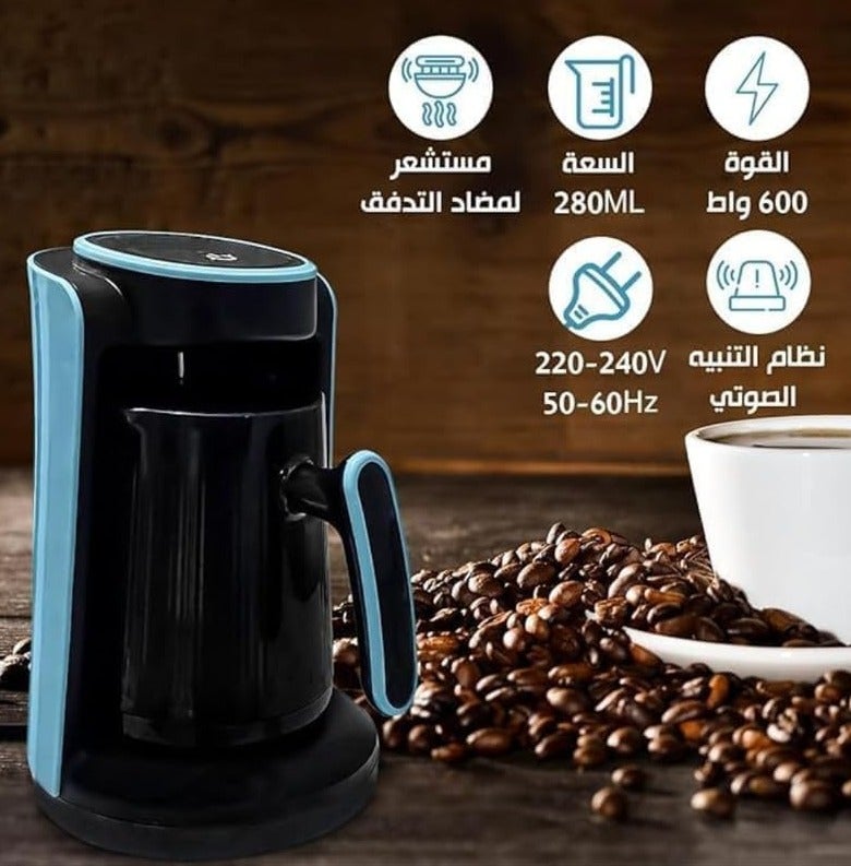 مارادو ماكينة صنع القهوة التركية مارادو MA-1688 بقدرة 600 واط، سعة من 1 إلى 4 أكواب، تحضير سريع مع مقبض مقاوم للحرارة، لون ازرق - Image 3