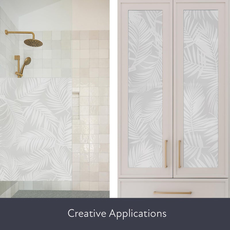 Artscape Etched Palm Sidelight 12 x 73 Inch Window Film, Made in USA â€“ Provides Decorative Privacy, Non-Adhesive, Etched Frosted Glass Pattern, UV Protection, Easy to Apply and Removable - Image 3