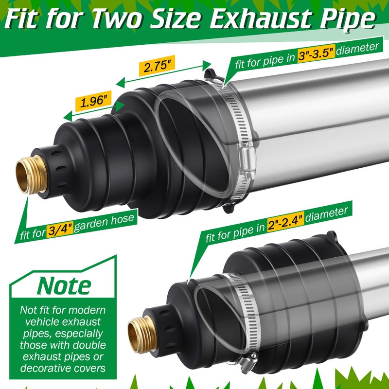 Qualirey 1 Pack Pest Control Exhaust Pipe Attachment Transport Exhaust from Car to Underground for Killing Outdoor Rodents Such as Moles, Gophers (FIT for Pipe in 2"-2.4"/3"-3.5" Diameter) (Black) - Image 3