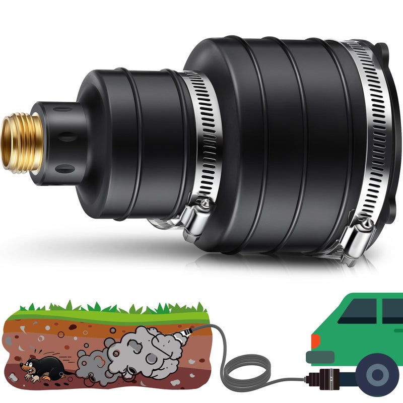Qualirey 1 Pack Pest Control Exhaust Pipe Attachment Transport Exhaust from Car to Underground for Killing Outdoor Rodents Such as Moles, Gophers (FIT for Pipe in 2"-2.4"/3"-3.5" Diameter) (Black) - Image 1