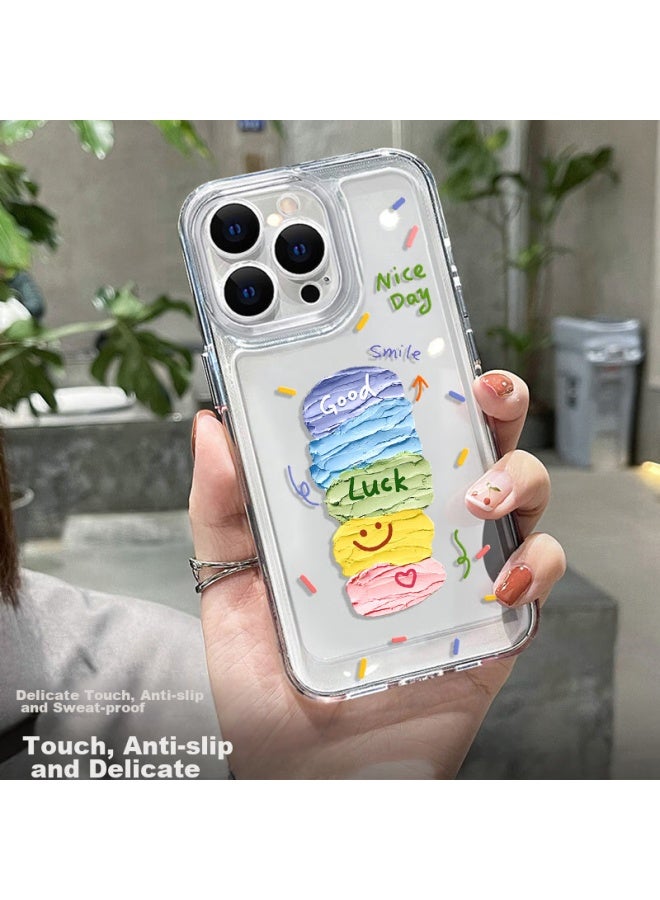 Inkaida Yingkaida Iphone 15 Pro Case, Full Protection Shockproof Anti-fingerprint Soft Shell For Men And Women, Creative Transparent Protective Case With Happy Color Blocks - Image 3