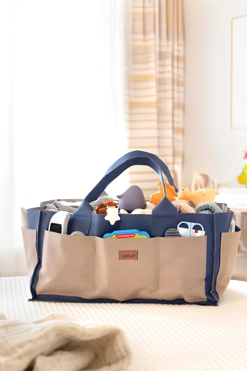 Hamur Mother Baby Care Bag Xl - Newborn Diaper Changing Organizer Organizer - Lamitela Navy Beige