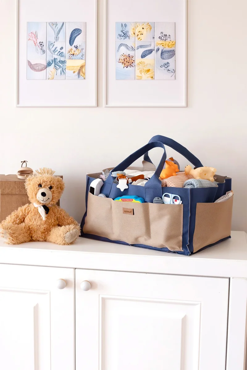 Hamur Mother Baby Care Bag Xl - Newborn Diaper Changing Organizer Organizer - Lamitela Navy Beige
