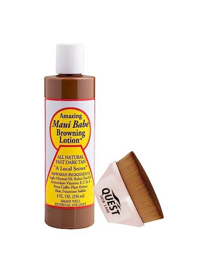 Nautical Crush Trading - Amazing Maui Babe Browning Lotion 8oz - Maui Babe Tanning Lotion with Kabuki Flat Top Brush - Maui Tanning Lotion - Image 1