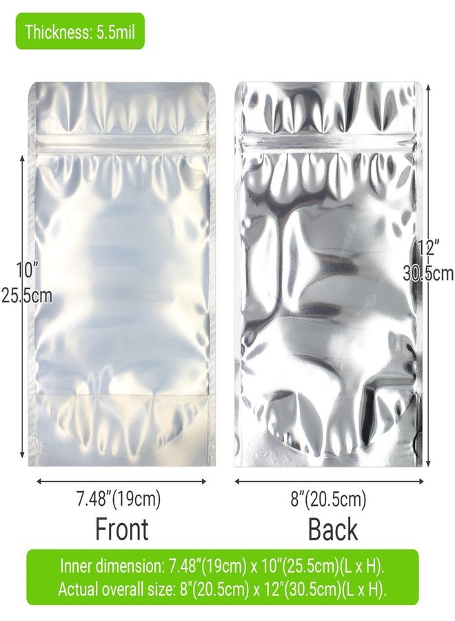 Belinlen 100 Pack 8 x 12 Inch Stand Up Pouch Bags Zipper Mylar Bags Clear Front with Aluminum Foil Back Reusable Food Storage Bags for Multipurpose with Gusset Bottom(5.5mil Thickness) - Image 2