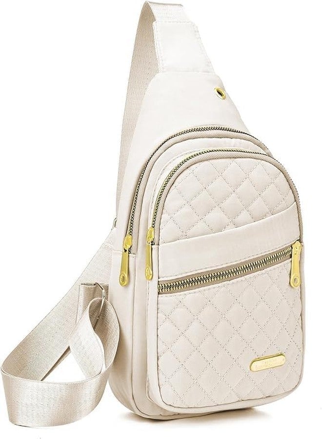 Vaigzo Crossbody Sling Backpack, Nylon Oxford Material, 121 cm Strap, Multiple Compartments with Earphone Hole (White) - Image 1