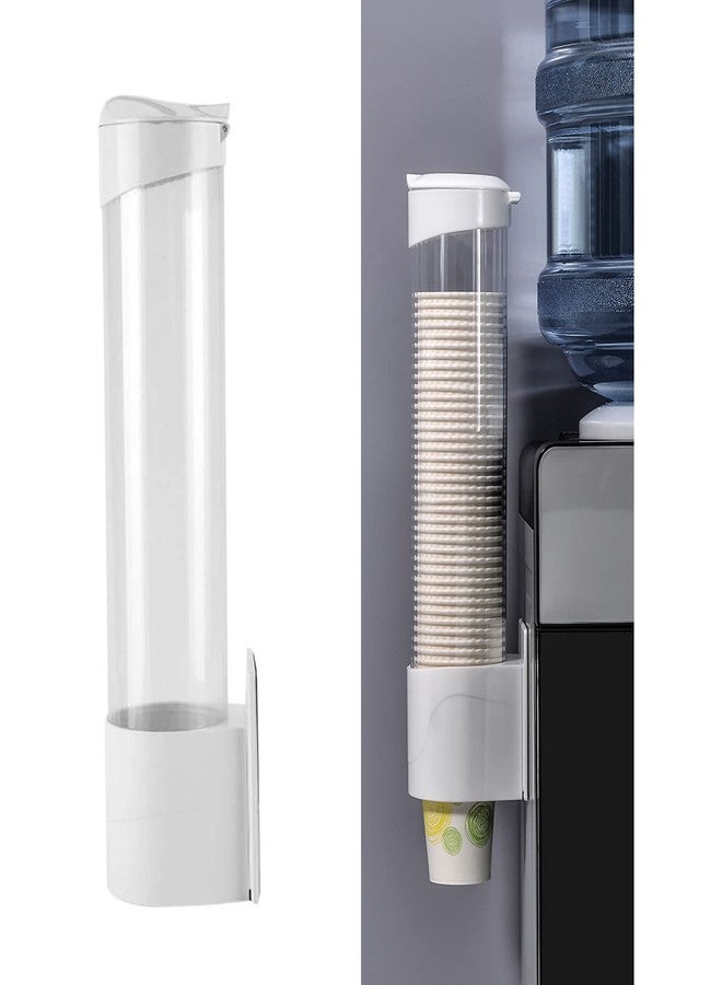Tirifer Cup Dispenser Wall Mounted Plastic Water Dispenser Disposable Cup Holder Rack, Paste or Screw Plate Mountable for Paper Cups Halloween Party Supplies(L, White) - Image 1