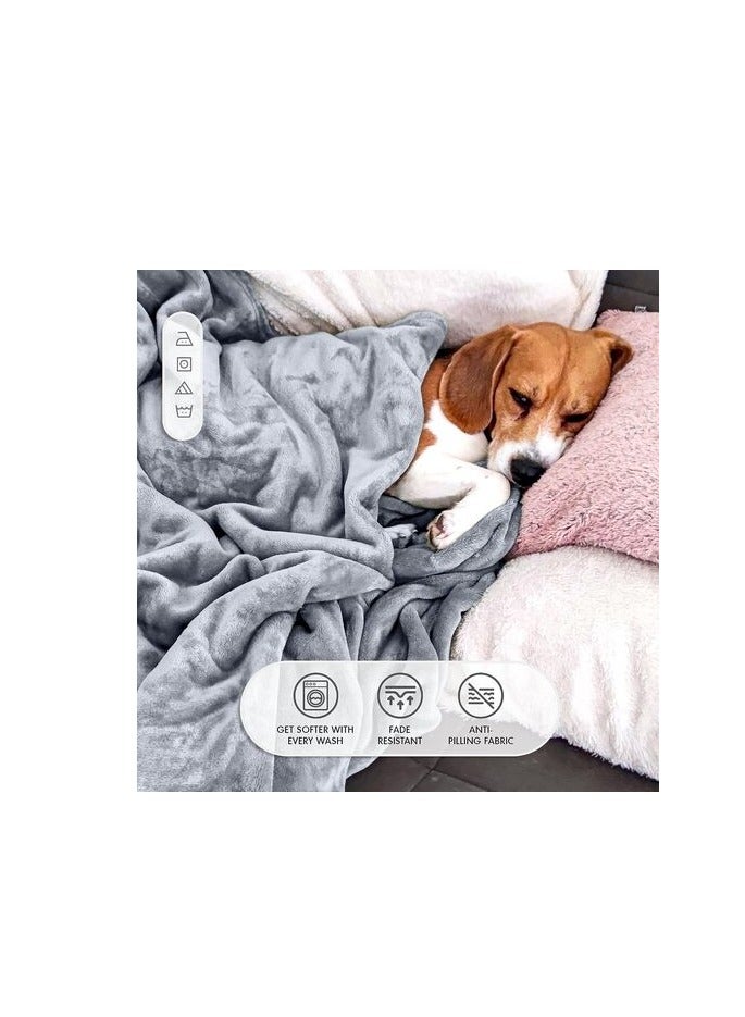 PROMASS Single Micro Fleece Flannel Blanket - 260 GSM, Super Plush And Comfy Throw Blanket, Size: 150 x 200cm, Grey - Image 4