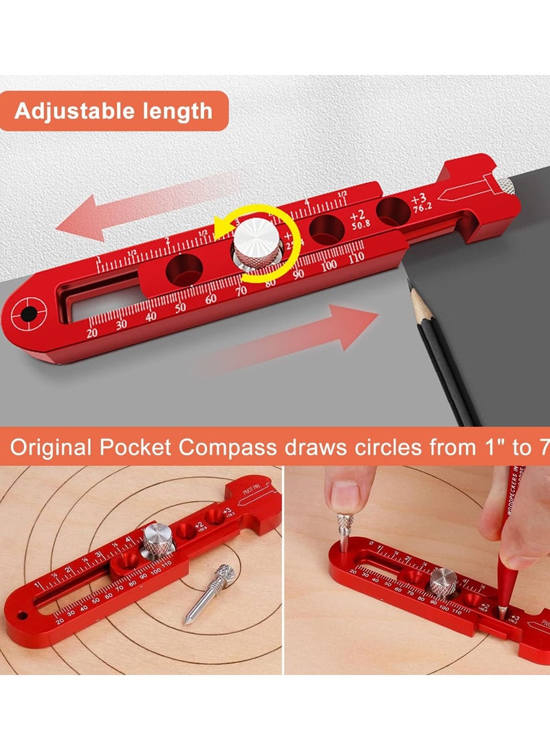 Woodworking Compass Scriber,WMLBK Marking Compass Metric and Inch Dual-Scale Aluminum Alloy Adjustable Scribing Ruler Adjustable Round Drawing Circle Ruler Marking Gauge for Carpenter - 164mm  - Image 4