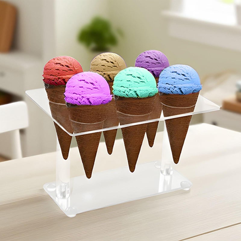 Clear Acrylic Ice Cream Cone Holder Stand For 6 Cones - Image 4
