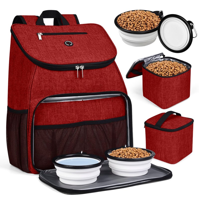BAGLHERDog Travel Bag Airline Approved Pet Supplies Backpack Dog Travel Backpack with 2 Silicone Collapsible Bowls and 2 Food Baskets