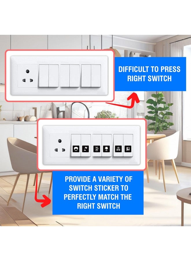 True Flair Trueflair Stickers for Switch Board for Home Wall Switches, Contain All Common Switch Stickers (Black and White - 3) - Image 2