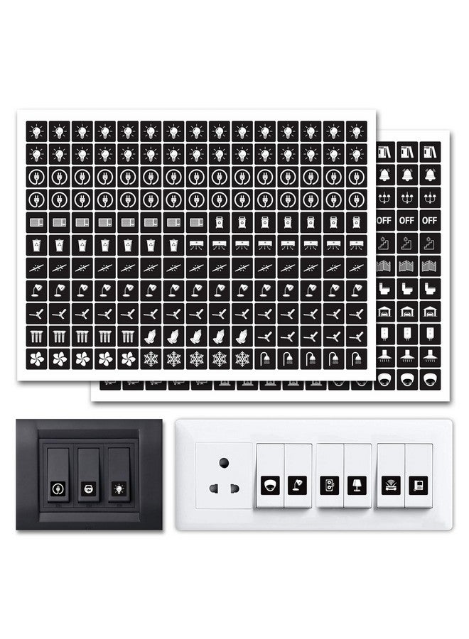 True Flair Trueflair Stickers for Switch Board for Home Wall Switches, Contain All Common Switch Stickers (Black and White - 3) - Image 1