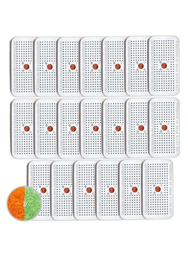 Wisesorb 40 Gram Silica Gel Canister, 20 Packs Silica Gel Desiccant Canister (Orange to Green), Reusable Desiccant Dehumidifier - Image 1