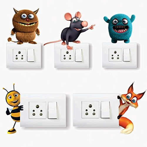 AH Decals Amazing Animated 3D Wall Switch Board Stickers for Living Bed Kids Room | (Set of 5) - Image 1