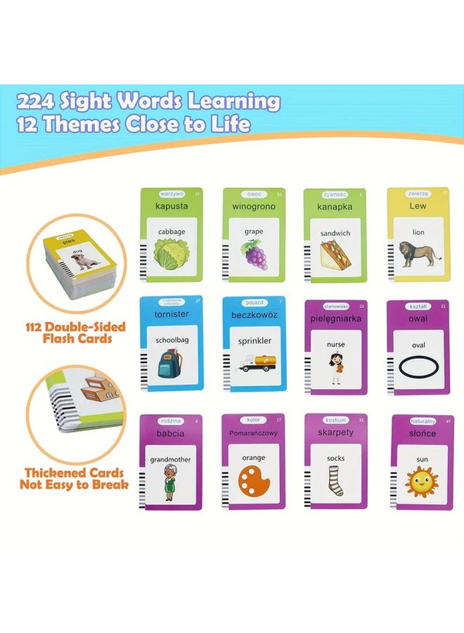 Polish English Dinosaur Bilingual Talking Flash Cards 112 Cards 224 Words Educational Vocabulary Learning Toys For Kids - Image 4