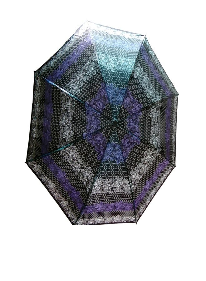 ONE POINT COLLECTIONS Umbrella for Women -3 Fold, UV Coated, Auto Open Close- Printed Design Umberallas for Ladies, Girls and Men (Blue) - Image 3