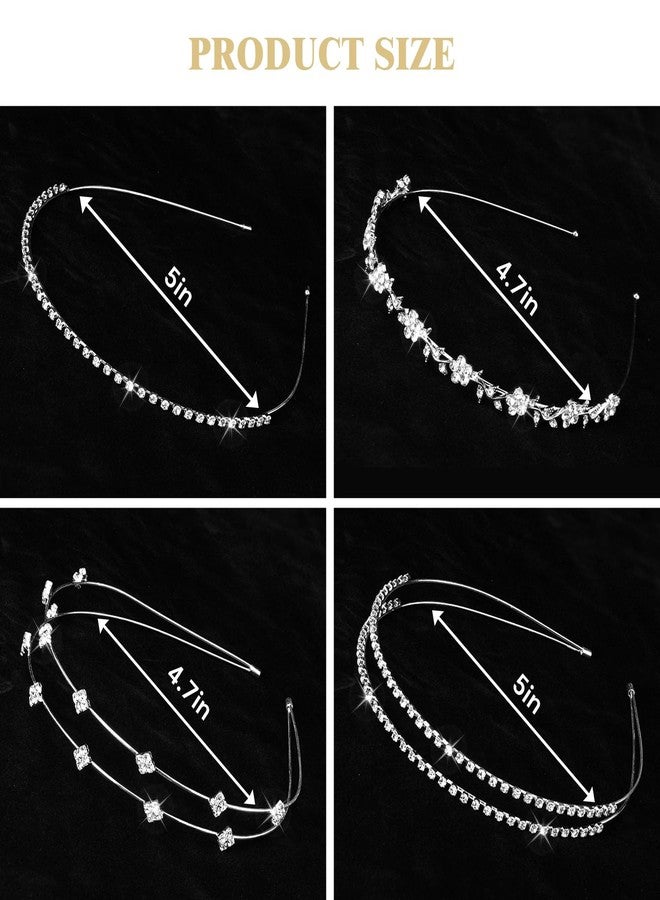 Babelshar 4 Pcs Rhinestone Headbands, Bridal Wedding Headband, Crystal Flower Girl Headpiece, Goddess Leaves Crown Metal Hair Band, Fairy Hair Accessories for Women, Prom Tiaras for Birthday Party - Image 4