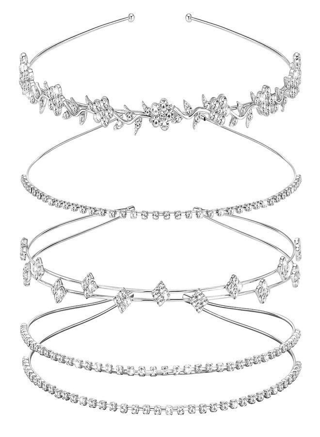 Babelshar 4 Pcs Rhinestone Headbands, Bridal Wedding Headband, Crystal Flower Girl Headpiece, Goddess Leaves Crown Metal Hair Band, Fairy Hair Accessories for Women, Prom Tiaras for Birthday Party - Image 1