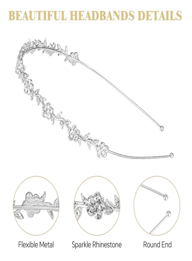 Babelshar 4 Pcs Rhinestone Headbands, Bridal Wedding Headband, Crystal Flower Girl Headpiece, Goddess Leaves Crown Metal Hair Band, Fairy Hair Accessories for Women, Prom Tiaras for Birthday Party - Image 2