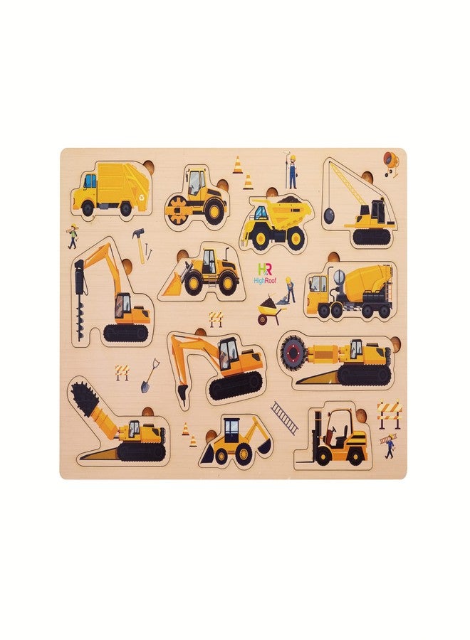 HighRoof Wooden Puzzle Construction Vehicles Explore, Learn, and Build with These Captivating Construction Vehicles and Educational Toys - Image 1