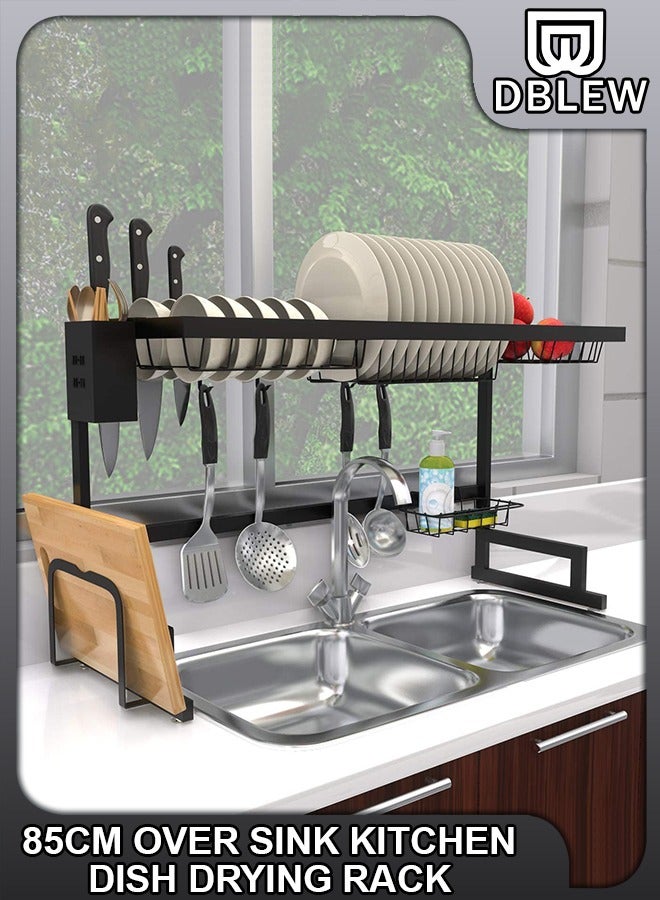 DBLEW Stainless Steel Over The Sink Dish Drying Drainer Rack Multi Functional Kitchen Countertop Cutlery Storage Organizer With Utensil Holder Drain Board Cutting Board Bracket Shelf - Image 1