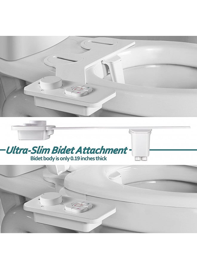SAMODRA Bidet Attachment, Non-Electric Cold Water Bidet Toilet Seat Attachment with Pressure Controls, Retractable Self-Cleaning Dual Nozzles for Frontal & Rear Wash - White - Image 3