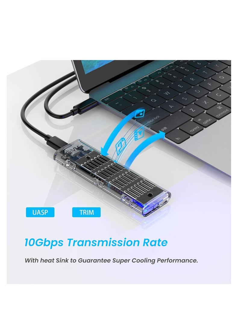 "External M.2 SATA & NVMe SSD Casing with USB 3.1 Gen 2 – 10Gbps Data Transfer, Type C to C & USB to Type C Cables Included, Compatible with 2280/2260/2242/2230 SSDs" - Image 2