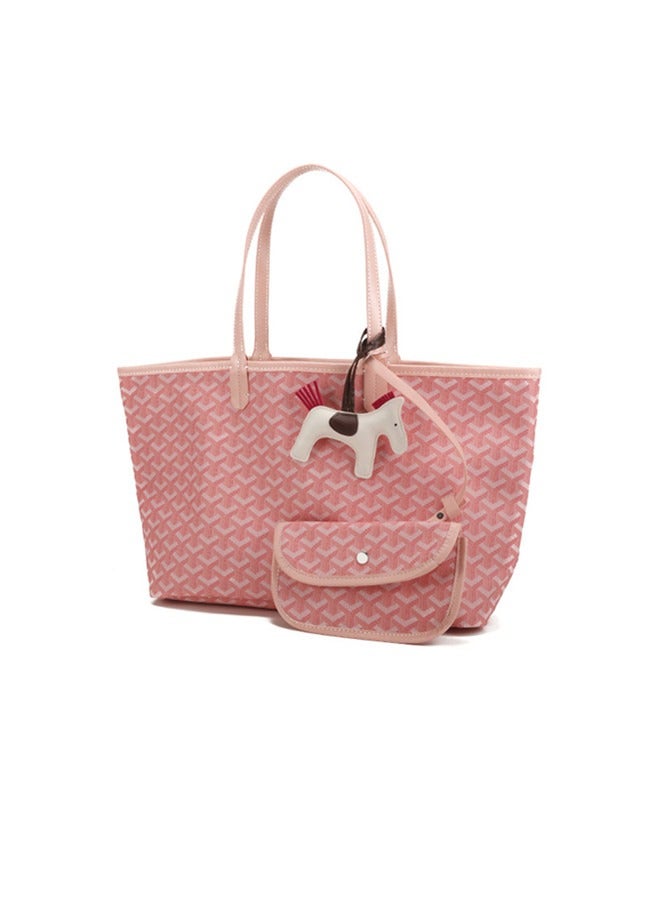 Women's Fashion Versatile Travel Bag Handbag Large Capacity Commuter Shopping Bag Tote Bag Paired with Small Bag Pony Pendant Random Color 36cm * 25cm * 13cm  - Image 1