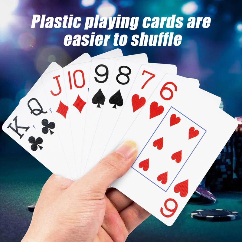 Metsyth Plastic Playing Cards 2 Pack Waterproof Poker Card,Jumbo Large Print Playing Cards for Adults Seniors,2 Decks of Cards Set Poker Size Cards for Fun Card Game - Image 3