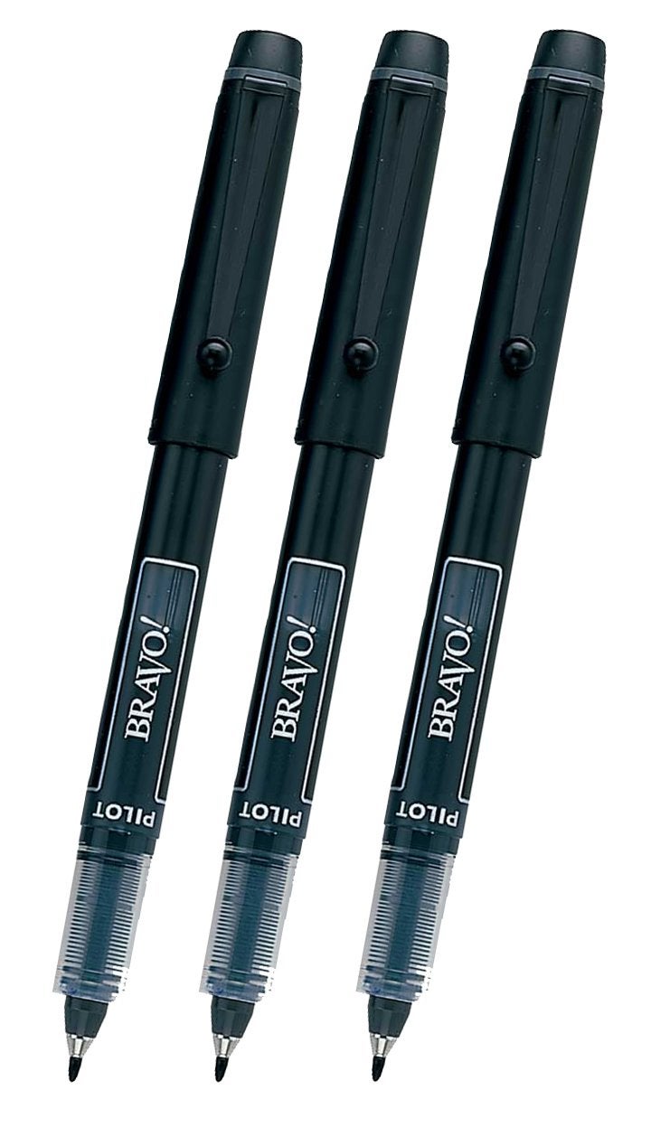 PILOT 3 PENS Pilot Bravo Liquid Ink Marker Pen, Bold Point, Black (PIL11034) - Image 5