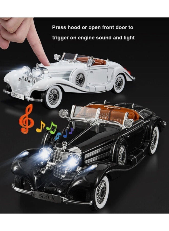 أوكيه نموذج سيارة ميرسيدس بنز 500K القديمة بمقاس 1:18، سيارة معدنية صب مع إضاءة وصوت - Image 3