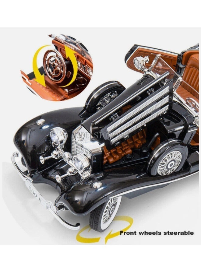 أوكيه نموذج سيارة ميرسيدس بنز 500K القديمة بمقاس 1:18، سيارة معدنية صب مع إضاءة وصوت - Image 4