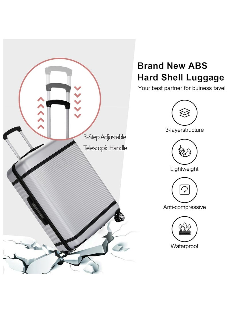 Favarey New 3-Piece Luggage Sets (20", 24", 28"), ABS+PC Hard Shell Carry-on Luggage Expandable, Travel Luggage Suitcases with Spinner Wheels, Carry on Luggage Set with TSA Lock (Silver)  - Image 2
