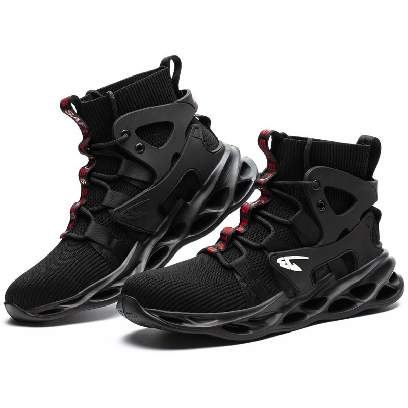ORISTACO Work Safety Steel Toe Boots, Lightweight Breathable Industrial Construction Boots, High Cut 799 Black 45 - Image 1